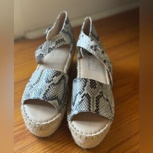 Coconuts by Matisse Snake-Print Espadrille Wedges - Black & Cream